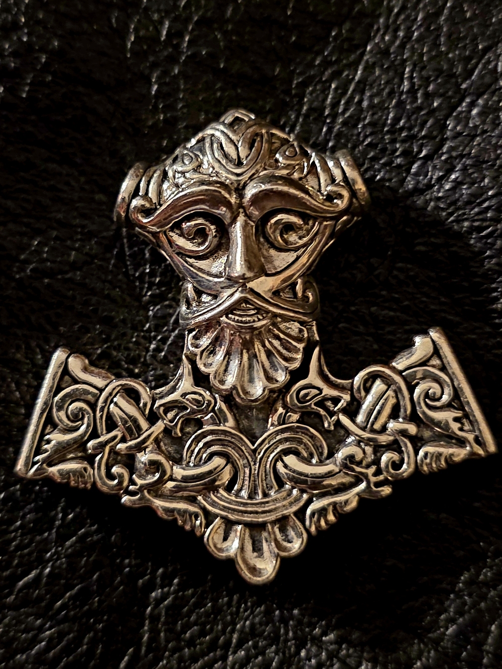 Source Unknown Silver Viking Mjolnir Pendant with Intricate Celtic Knotwork